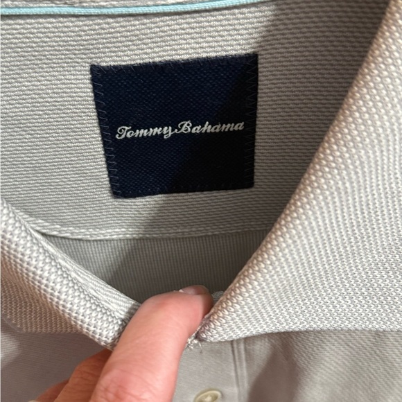 Tommy Bahama Light Gray Long Sleeve Polo, Sz Large - Picture 2 of 6